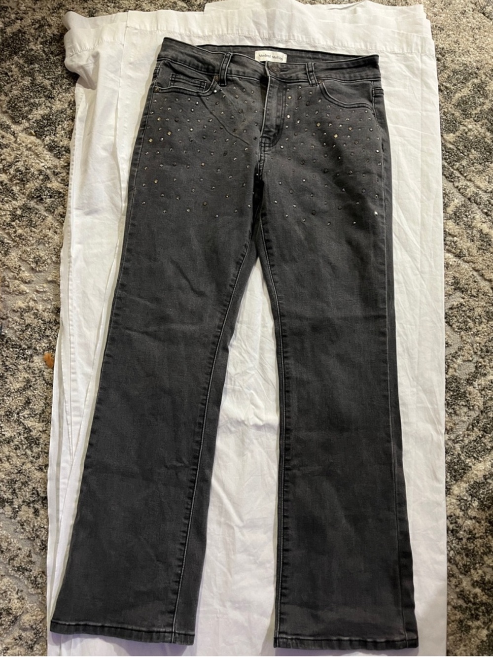 Women's Black Jeans with Stud Accents